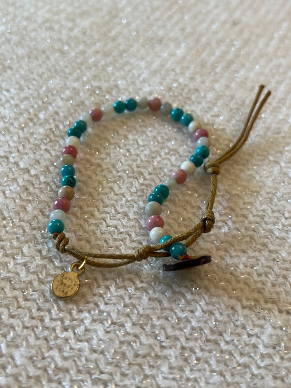 Multicolor Turquoise, Pink & White Beaded Adjustable Bracelet
